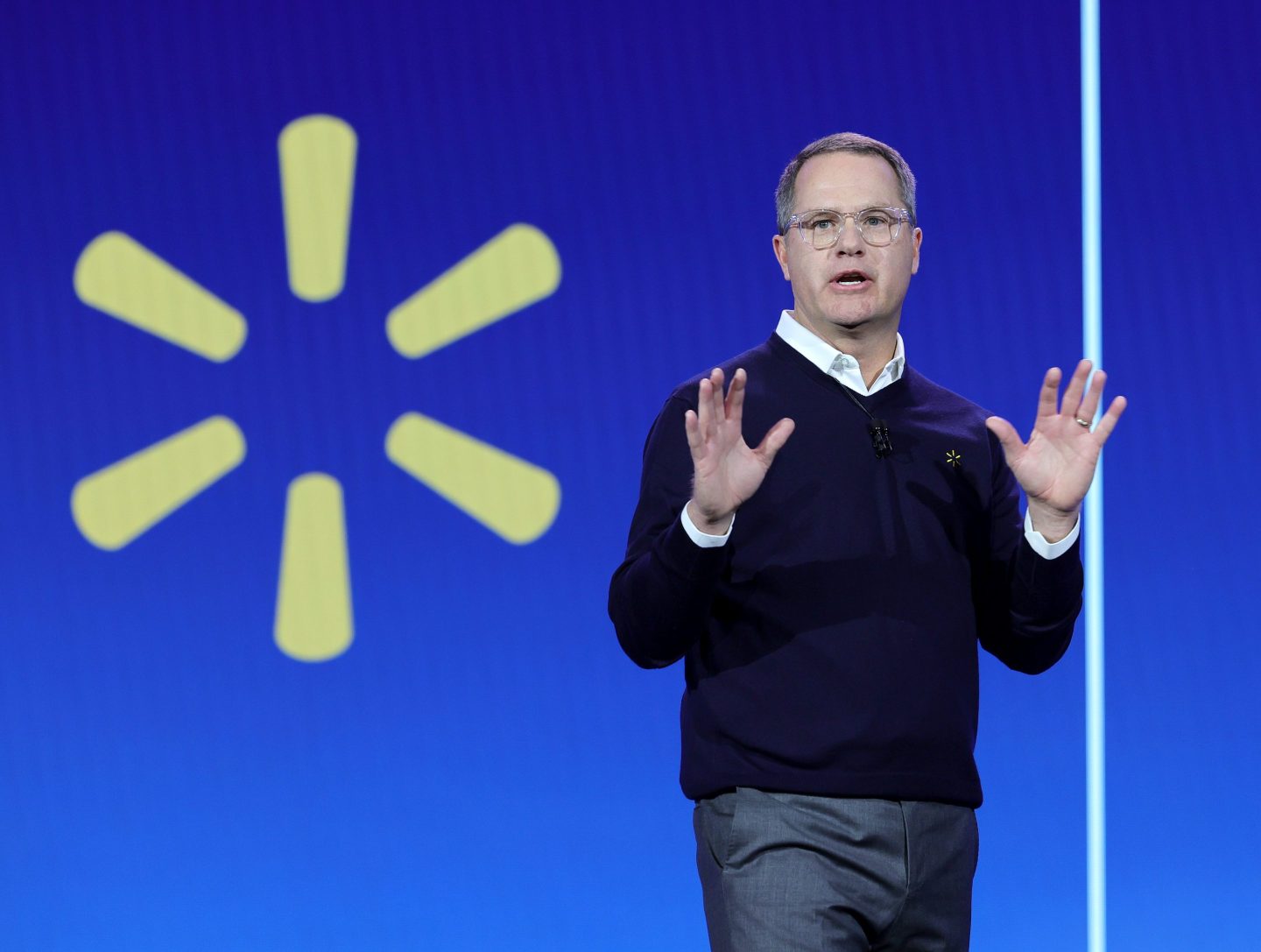 LAS VEGAS, NEVADA - JANUARY 09: Walmart Inc. President and CEO Doug McMillon delivers a keynote address during CES 2024 at The Venetian Resort Las Vegas on January 9, 2024 in Las Vegas, Nevada. CES, the world&#039;s largest annual consumer technology trade show, runs through January 12 and features about 4,000 exhibitors showing off their latest products and services to more than 130,000 attendees. (Photo by Ethan Miller/Getty Images)